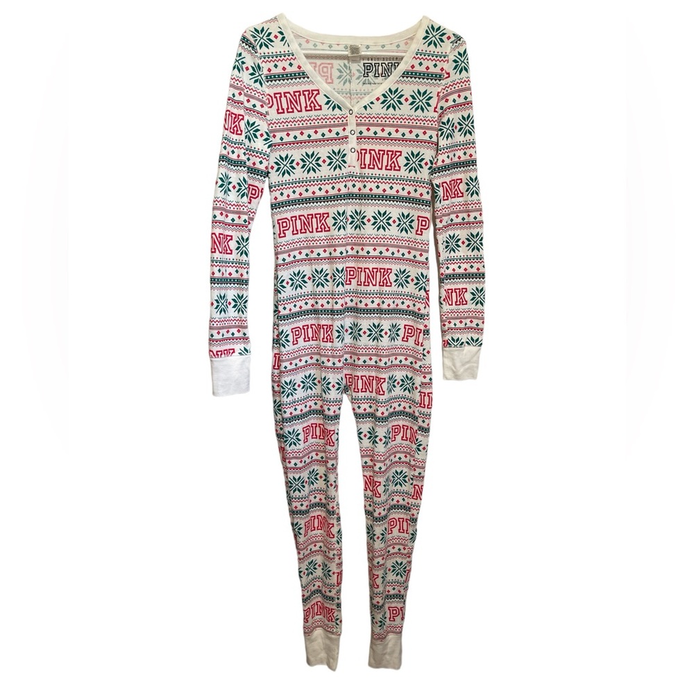 NWOT PINK Victoria’s Secret *RARE* thermal onesie pajamas w/ butt flap size S!